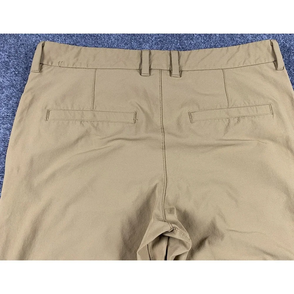 CRAZ Yoga Tech Chino Pants Mens 34 Mustard Gold Travel Golf Straight Leg Stretch